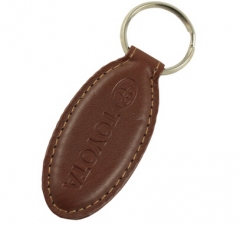 Oblong Brown Leather Key Ring