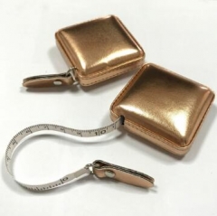 Custom Gold PU Leather Wrapped Square Tape Measure for Tailor