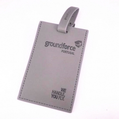 Etiqueta de equipaje de piel sintética gris promocional